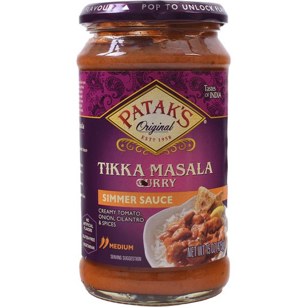 Patak's Tikka Masala Spicy Curry Simmer Sauce | Medium - 15 oz. - soofercoinc