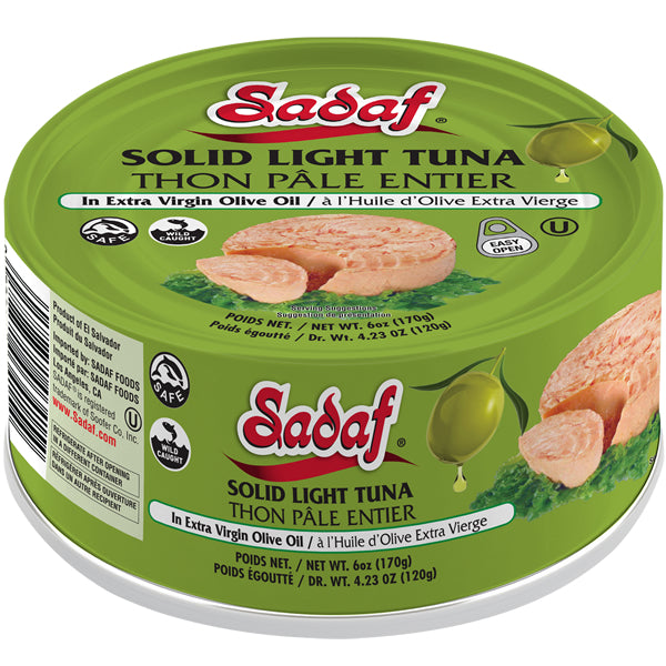 Sadaf Solid Light Tuna in Extra Virgin Olive Oil | Easy Open - 6 oz.