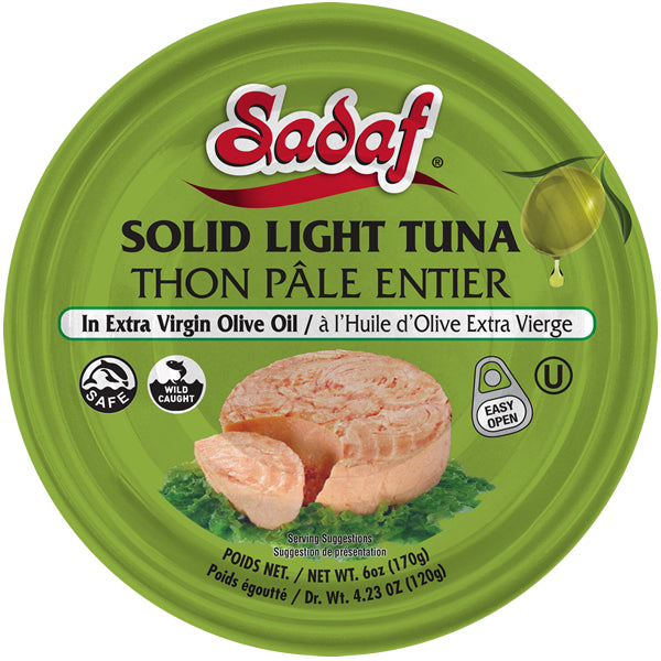 Sadaf Solid Light Tuna in Extra Virgin Olive Oil | Easy Open - 6 oz.