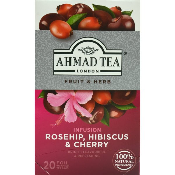 Ahmad Rosehip & Cherry Herbal Tea | 20 Tea Bags - 1.4 oz. - soofercoinc