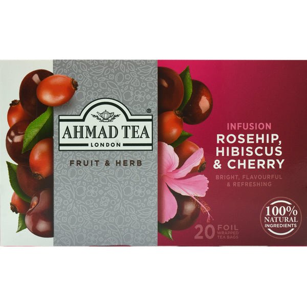 Ahmad Rosehip & Cherry Herbal Tea | 20 Tea Bags - 1.4 oz. - soofercoinc