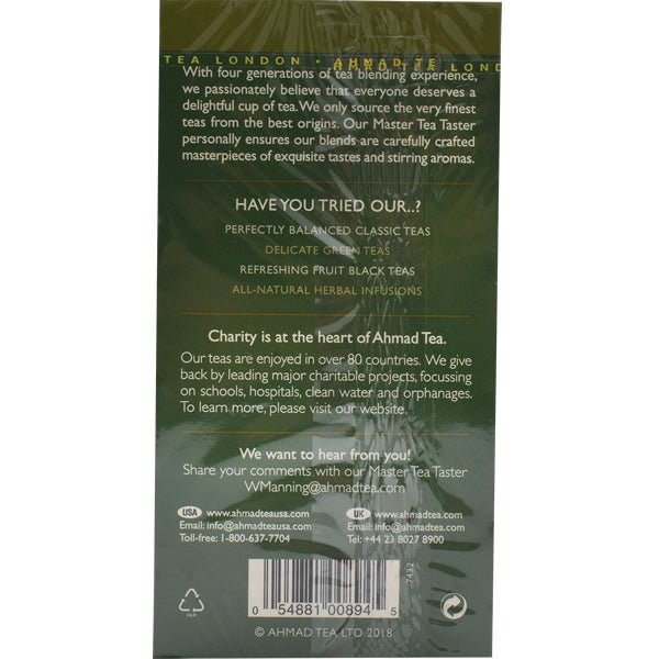 Ahmad Green Tea | 20 Foil Tea Bags - soofercoinc