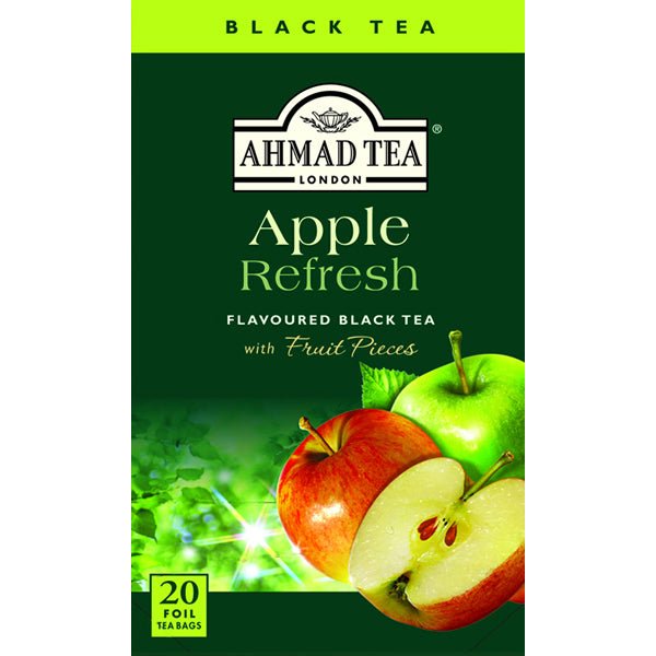 Ahmad Apple Refresh Black Tea with Fruit Pieces | 20 Tea Bags - 1.4 oz. - soofercoinc