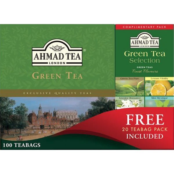 Ahmad Green Tea | 100 Tea Bags with Free 20 Tea Bags Pack - soofercoinc