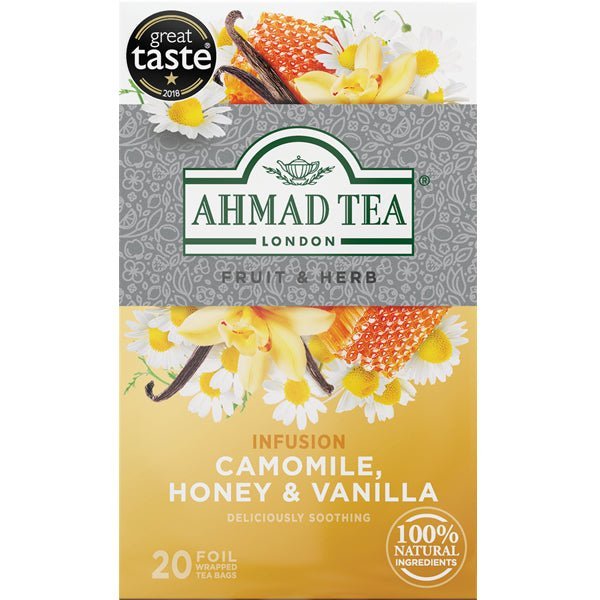 Ahmad Herbal Tea - Camomile Honey & Vanilla | 20 Foil Tea Bags - soofercoinc