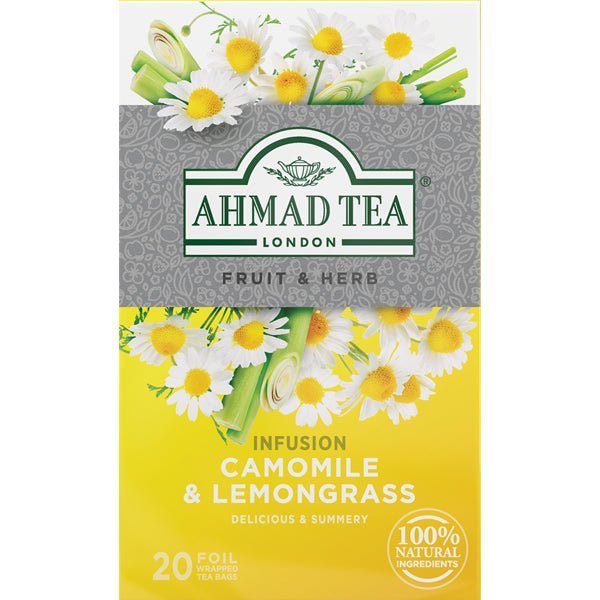 Ahmad Herbal Tea - Camomile & Lemongrass | 20 Foil Tea Bags - 1.4 oz. - soofercoinc