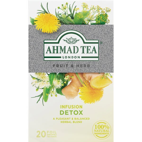 Ahmad Herbal Tea - Cleansing Detox Infusion | 20 Foil Tea Bags - soofercoinc