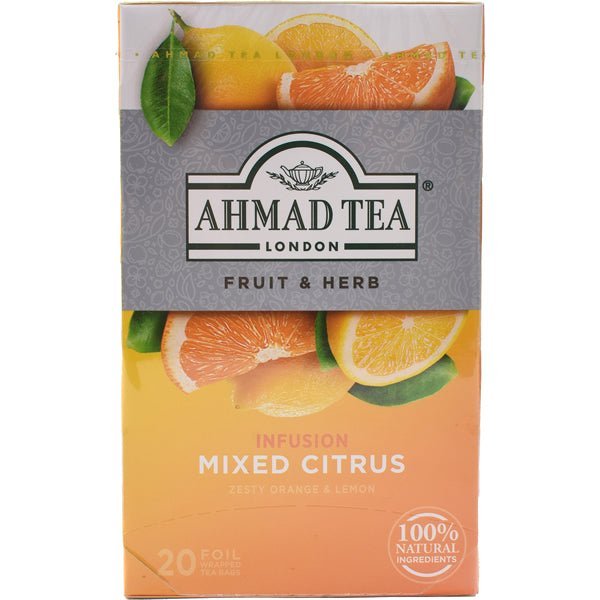 Ahmad Mixed Citrus Orange & Lemon Herbal Tea | 20 Tea Bags - 1.4 oz. - soofercoinc