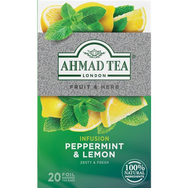 Ahmad Peppermint & Lemon Herbal Tea | 20 Tea Bags - 1.4 oz. - soofercoinc