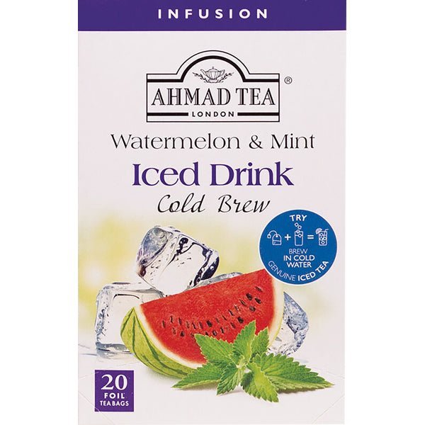 Ahmad Tea Watermelon & Mint | Ice Drink Cold Brew 20 Foil Tea Bags - soofercoinc