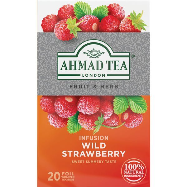 Ahmad Wild Strawberry Herbal Tea | 20 Foil Tea Bags - 1.4 oz. - soofercoinc