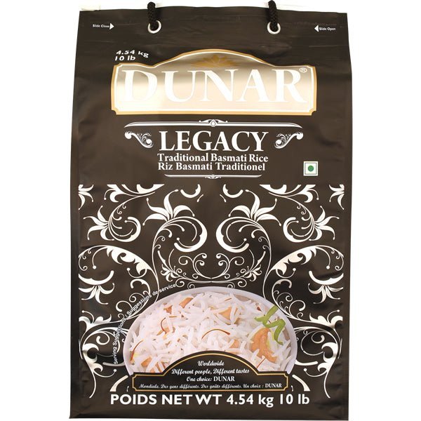 Dunar Legacy Traditional Basmati Rice - 10 lbs - soofercoinc