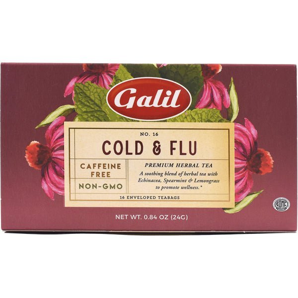 Galil Cold & Flu Herbal Tea | 16 Tea Bags - 1.41 oz. - soofercoinc