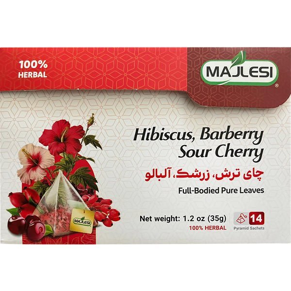 Majlesi Hibiscus, Barberry and Sour Cherry Tea | 14 Pyramid Sachets - Sadaf.com