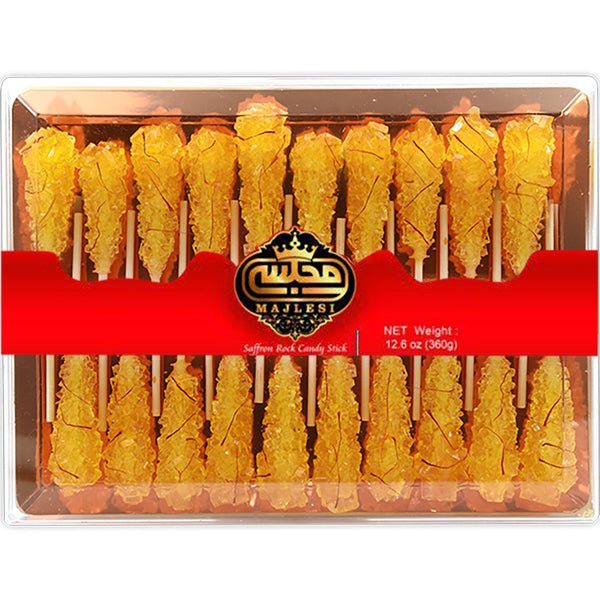 Majlesi Saffron Rock Candy Sticks Imported 12.6 oz - Sadaf.com