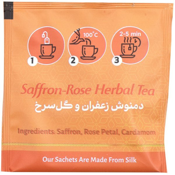 Majlesi Saffron Rose Herbal Tea | 14 Pyramid Sachets - Sadaf.com