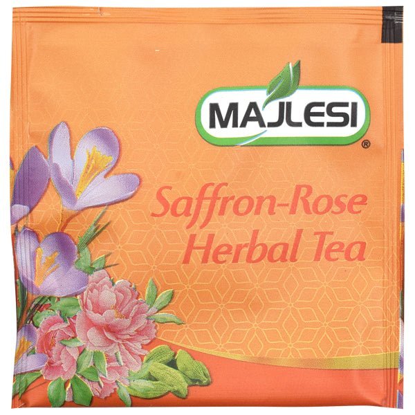 Majlesi Saffron Rose Herbal Tea | 14 Pyramid Sachets - Sadaf.com