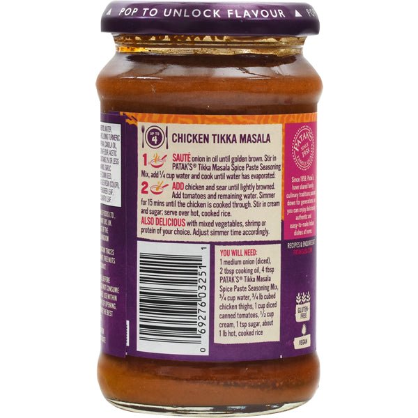 Patak's Tikka Masala Spice Paste | Medium - 10 oz. - Sadaf.comPatak's23 - 6356