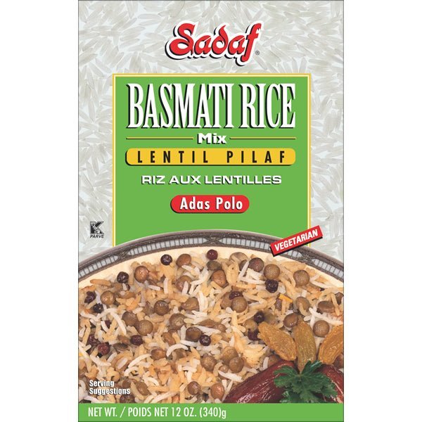 Sadaf Adas Polo | Lentil Pilaf Basmati Rice Mix - 12 oz. - soofercoinc