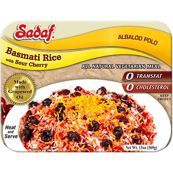 Sadaf Albaloo Polo | Basmati Rice with Sour Cherry | Frozen - 15 oz. - soofercoinc