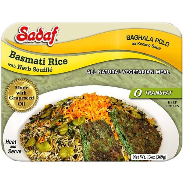 Sadaf Baghala Polo & Kookoo | Basmati Rice with Herb Souffle | Frozen - 15 oz. - Sadaf.com