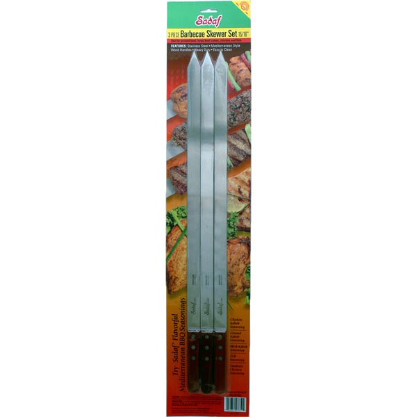 Sadaf BBQ Skewers Wide | Wooden Handle - Set of 3 - Sadaf.comSadaf90 - 7651