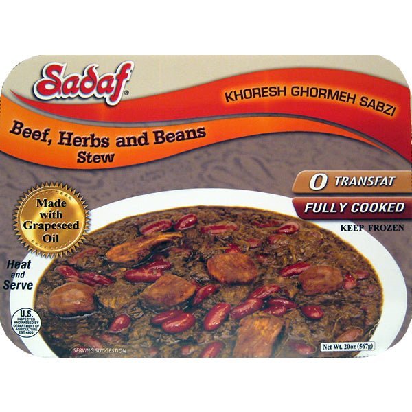 Sadaf Khoresh Ghormeh Sabzi | Herb & Bean Stew with Beef | Frozen - 20 oz. - soofercoinc