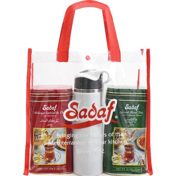 Sadaf Limited Edition | Special Blend Tea Tins & Thermal Mug | Gift Bag - 16 oz - soofercoinc