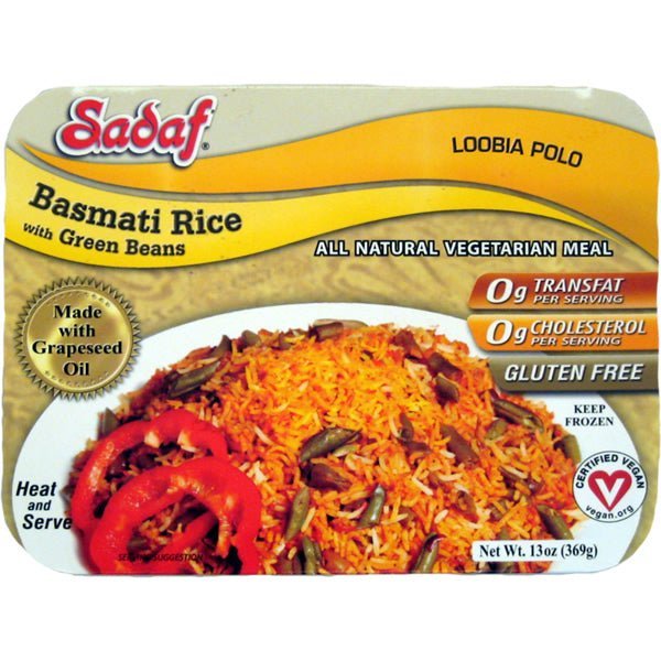 Sadaf Loobia Polo | Basmati Rice with Green Beans | Frozen - 15 oz. - soofercoinc