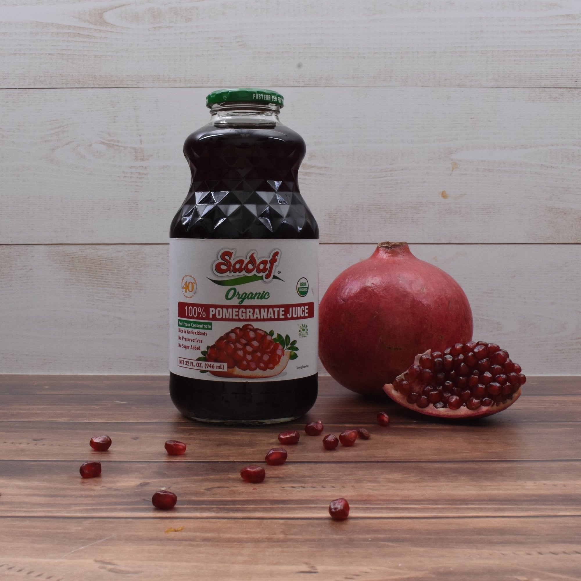 Sadaf Organic 100% Pomegranate Juice | Not from Concentrate - 32 oz - soofercoinc