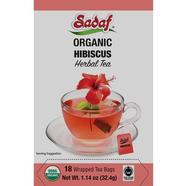 Sadaf Organic Hibiscus Tea | 18 Wrapped Tea Bags - soofercoinc