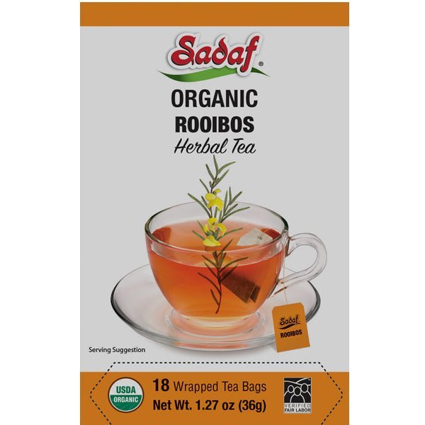 Sadaf Organic Rooibos Tea | 18 Wrapped Tea Bags - soofercoinc