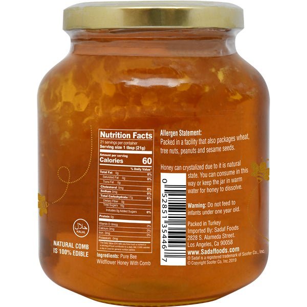 Sadaf Raw Honey Grade A | Wildflower with Comb - 15.8 oz - soofercoinc