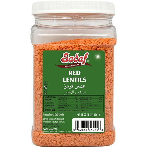 Sadaf Red Lentils | Imported in Jar - 3 lbs - soofercoinc