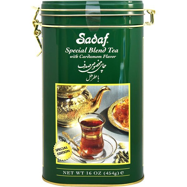 Sadaf Special Blend Tea with Cardamom | Loose Leaf | Tin Jar - 16 oz - soofercoinc