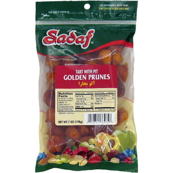 Sadaf Tart Golden Prunes | with Pit - 7 oz. - soofercoinc