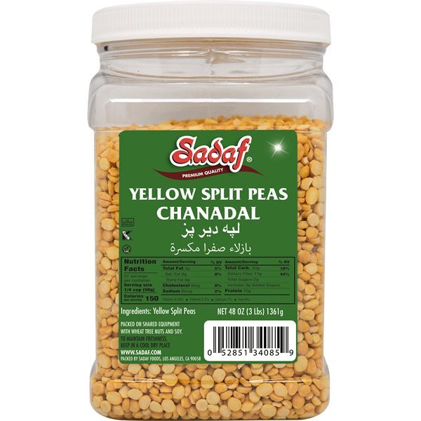 Sadaf Yellow Split Peas | Chanadal - 3 lbs - soofercoinc