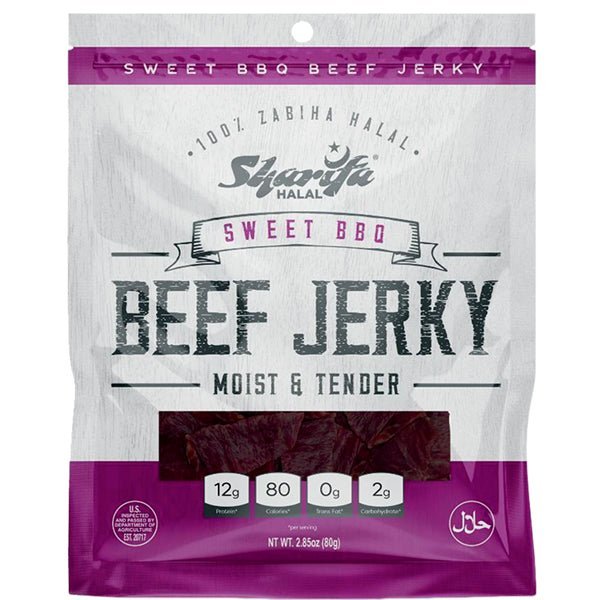 Sharifa Halal Beef Jerky | Sweet BBQ - 2.85 oz - soofercoinc